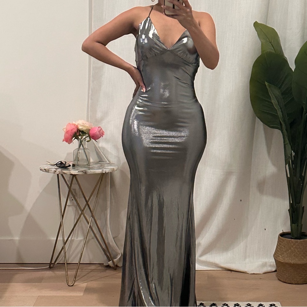 Rare London silver metallic party dress size 2